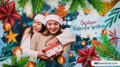 Christmas Watercolor Greeting Card Video Displays template preview