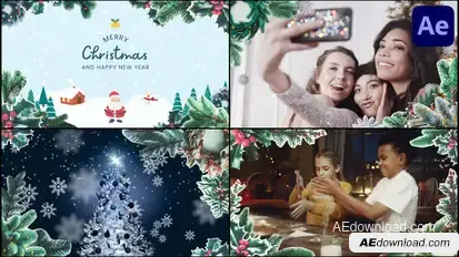 Christmas Wreath Frames | After Effects Elements template preview