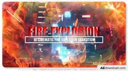Cinematic Fire Smoke Explosion Transition Elements template preview