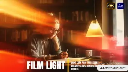 Cinematic Light Leaks Transitions – Warm Film Glow & Lens FX Elements template preview