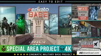 Cinematic Military Base Titles Video Displays template preview