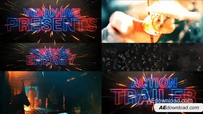Cinematic Neon Trailer Teaser Titles template preview