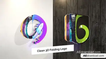 Clean 3D Folding Logo Reveal Video Displays template preview