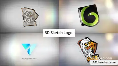 Clean 3D Sketch Logo Reveal Logo Stings template preview