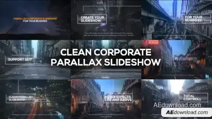 Clean Corporate Parallax Slideshow Video Displays template preview