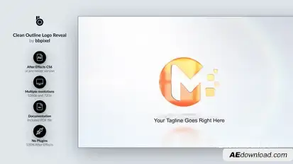 Clean Outline Logo Reveal Logo Stings template preview