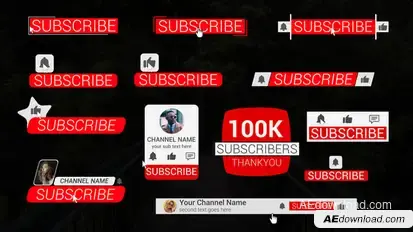 Clean Youtube Subscribe Pack Elements template preview
