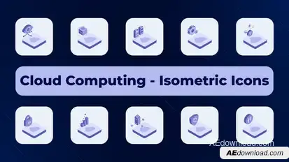 Cloud Computing - Isometric Icons Elements template preview