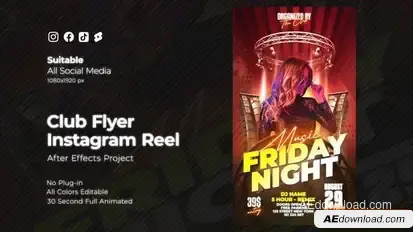 Club Flyer Instagram Reels Openers template preview