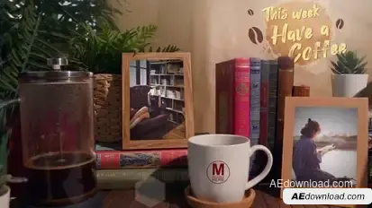 Coffee and books slideshow Openers template preview