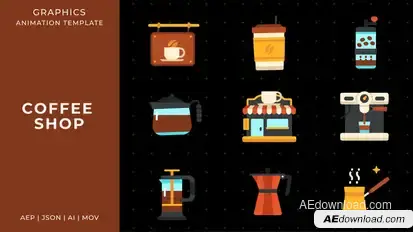 Coffee shop graphic animation template | After Effects Elements template preview
