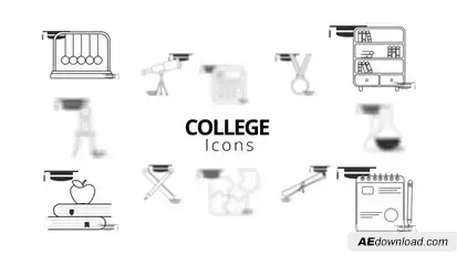 College Icons Elements template preview
