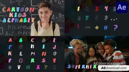 Colorful Cartoon Kids Alphabet | After Effects Titles template preview