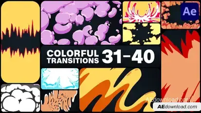 Colorful Cartoon Transitions for After Effects Elements template preview