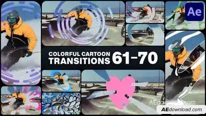 Colorful Cartoon Transitions for After Effects Elements template preview