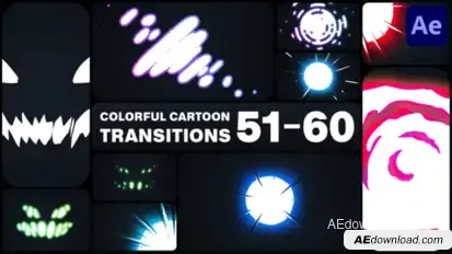 Colorful Cartoon Transitions for After Effects Elements template preview