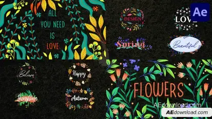 Colorful Floral Titles for After Effects Titles template preview