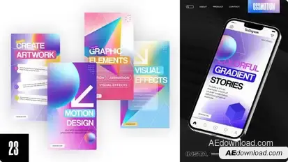 Colorful Gradient Instagram Stories Video Displays template preview