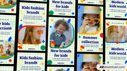 Colorful Kids Fashion Instagram Reels broadcast-packages template preview