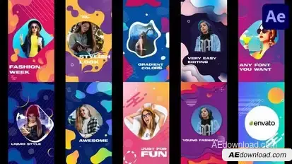 Colorful Liquid Stories Slideshow | After Effects Openers template preview