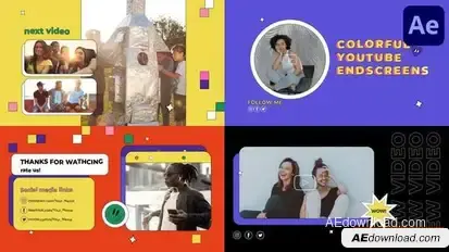 Colorful Media Endscreens for After Effects Openers template preview