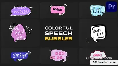 Colorful Speech Bubbles for After Effects Elements template preview