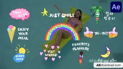 Colorful Sticker Titles for After Effects Titles template preview
