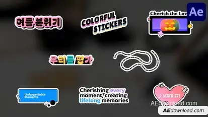 Colorful Stickers for After Effects Elements template preview