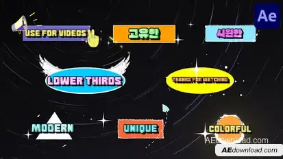 Colorful Stickers Lower Thirds for After Effects Elements template preview