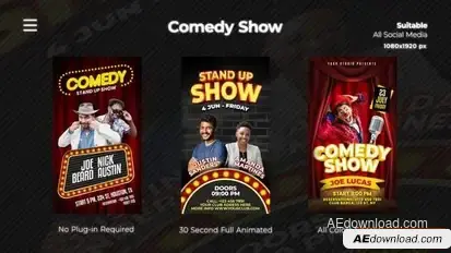 Comedy Show Instagram Reels Openers template preview