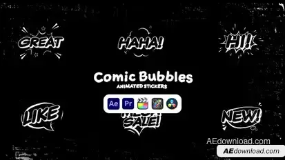 Comic Bubbles Animated Stickers Elements template preview