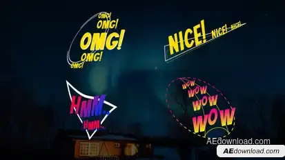 Comic Text Animations Elements template preview