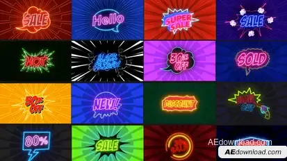 Comic Text Fx 5_Neon Sale Pack Titles template preview
