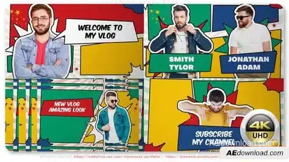Comics Vlog Intro Openers template preview