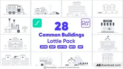 Common Building Icons Lottie Pack Elements template preview
