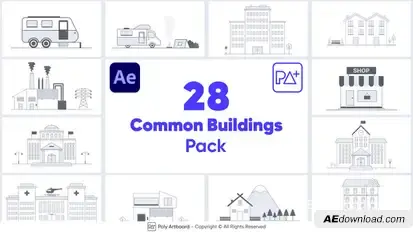 Common Buildings For After Effects Elements template preview