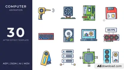 Computer Animated Icons | After Effects Elements template preview