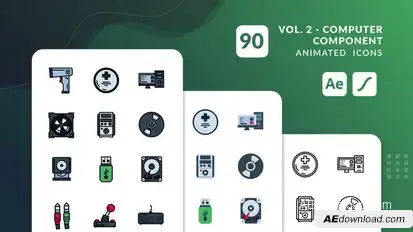Computer Component Vol. 2 Animated Icons | After Effects Elements template preview