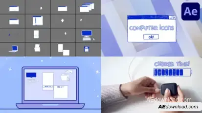 Computer Interface Icons Hand Drawn for After Effects Elements template preview