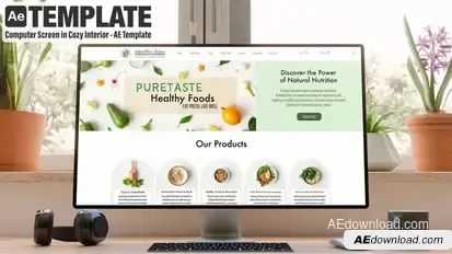 Computer Monitor Screen Mockup | 10 Scenes Set – Cozy Interior AE Template Video Displays template preview