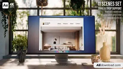 Computer Monitor Screen Mockup | Loft Style | After Effects Template | 11 Scenes Set Product Promo template preview