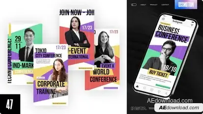 Conference Instagram Stories Video Displays template preview