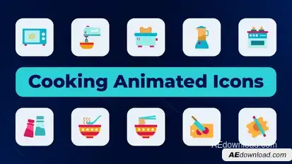 Cooking Animated Icons Elements template preview