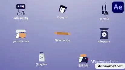 Cooking Icons And Titles for After Effects Titles template preview