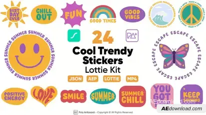 Cool Trendy Stickers Lottie Set Elements template preview