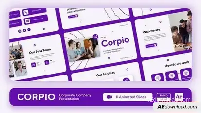 Corpio - Startup and Company Pitch Deck Presentation Openers template preview