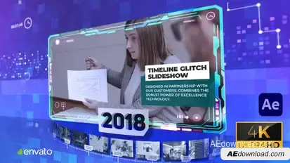 Corporate Timeline Glitch Slideshow 4k Elements template preview