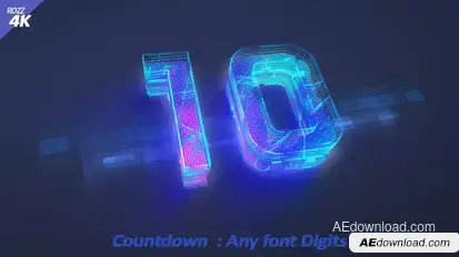 Countdown Digits Hightech Black Logo Stings template preview
