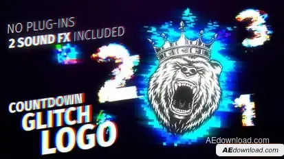 Countdown Glitch Logo Logo Stings template preview