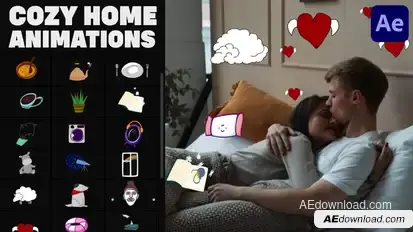 Cozy Home Stickers for After Effects Elements template preview
